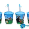 Beker met deksel en rietje, boerderij dieren