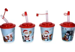 Beker met deksel en rietje, Kerst
