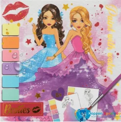 Besties verven met water, 8 vellen en 6 verf