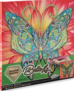 Diamond painting op canvas vlinder, 6+