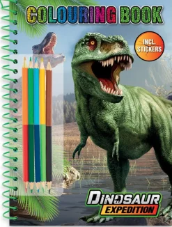 Dino kleurboek, kleurpotloden en stickers
