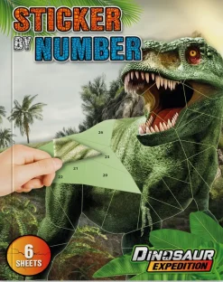 Dino stickeren op nummer, 6 vellen