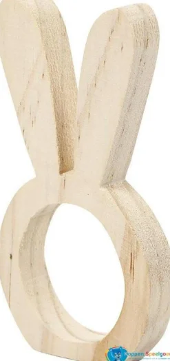 Houten servetringen, konijn, 2 stuks