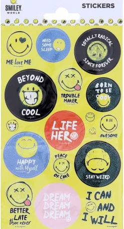 Stickervel smiley wereld