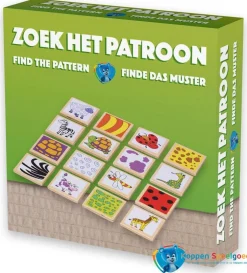 Zoek het patroon van de dieren, 16 stukjes, hout, 18m+